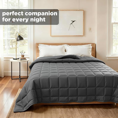 Weighted Blanket for Adults(48" x 72",10lbs,Grey) Twin Size Soft Cooling Heavy Blanket for Sleeping,Breathable Blanket with Glass Bead Perfect for 80-120 lbs,All Season,Machine Washable.