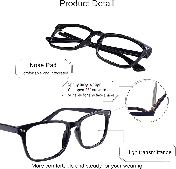YEIN Progressive Multifocus Reading Glasses, Spring Hinge Blue Light Blocking Glasses for Women Men, No Line Multifocal Readers with Clear Lenses (+0.00/+1.75 magnification)