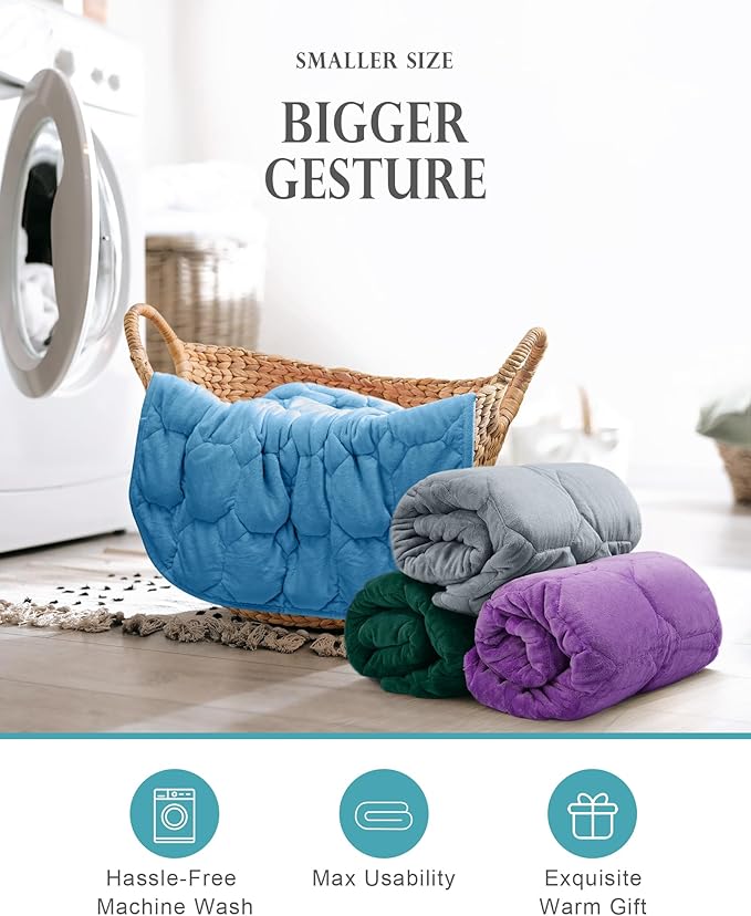 Cottonblue Weighted Lap Blanket 7lbs, Cozy Luxury Crystal Velvet Weighted Blanket for Adults, Small Weighted Blanket for Relaxation, Sleeping, Travel, Beige, 29" x 24"