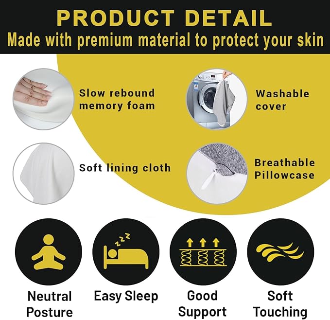 Long 14” Knee Pillow for Side Sleeper Fully Support Thighs and Knees for Required Knee Separation- Leg Pillow for Side Sleeping Between Legs Aligns Spine- Large, Gray