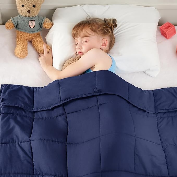 yescool Navy Weighted Blanket 10 Pounds Twin Cooling Weighted Lap Blanket, Heavy Blanket for Sleeping, Weighted Throw Blanket Gift for 80-110lbs, 40" x60