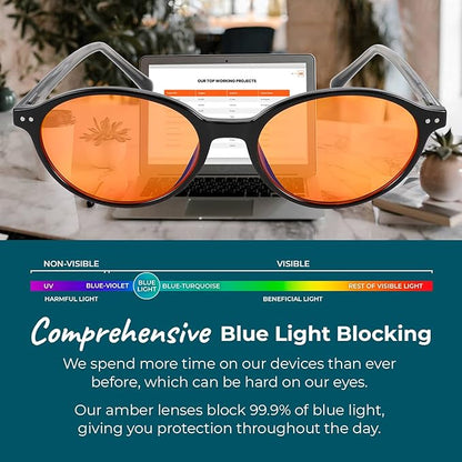 100% Blue Light Blocking Glasses - Better Sleep Anti Eye Strain Protection - Computer Gaming Women Men