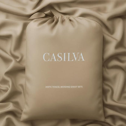 CASILVA Eucalyptus Sheets - Infused with Silver for Anti-Odor, Softer Than Silk Fibers, More Cooling Than Cotton - Perfect for Hot Sleepers & Sensitive Skin - 100% Tencel Lyocell - King Sheet Set