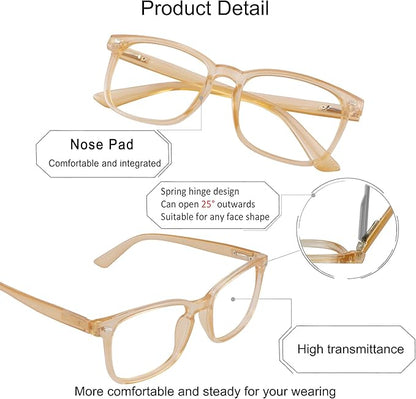 YEIN Progressive Multifocus Reading Glasses, Spring Hinge Blue Light Blocking Glasses for Women Men, No Line Multifocal Readers with Clear Lenses (+0.00/+1.50 magnification)