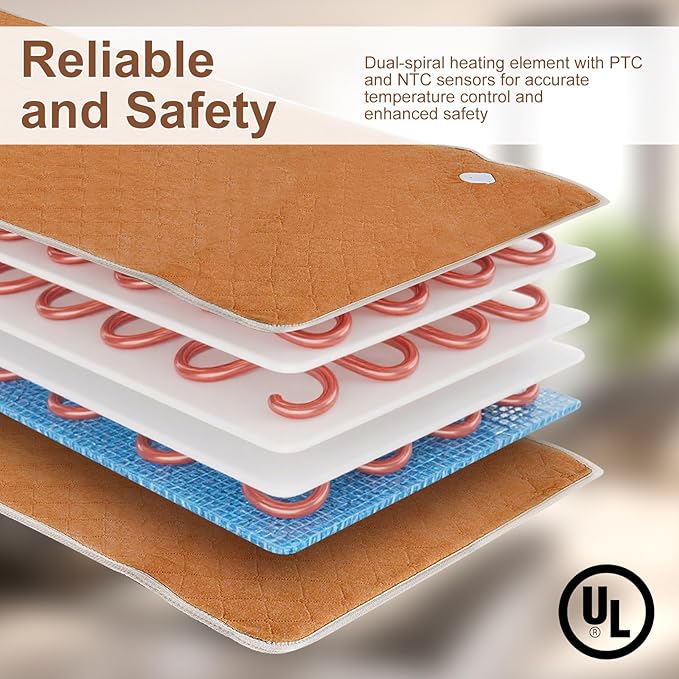 Heated Mattress Pad Mini Twin Size, 31.5" x 63" Electric Mattress Pad with Digital Controller, 9 Heat Settings, 1-6 Hours Auto Shut Off, Fast Heating, Machine Washable, Brown