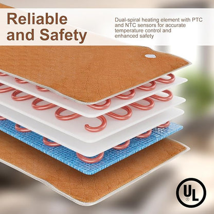 Heated Mattress Pad Mini Twin Size, 31.5" x 63" Electric Mattress Pad with Digital Controller, 9 Heat Settings, 1-6 Hours Auto Shut Off, Fast Heating, Machine Washable, Brown