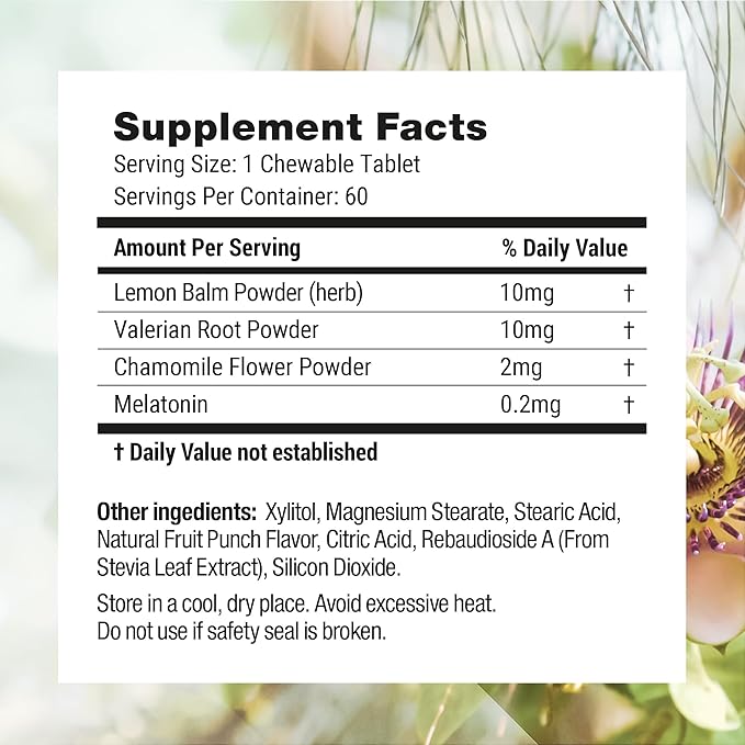 Nested Naturals Luna Kids Sleep Aid Tablets for Children 4+ - Naturally Sourced Ingredients - Gentle, Herbal Sleep Supplement with Chamomile, Melatonin, Valerian & Lemon Balm - 60 Chewable Tablets