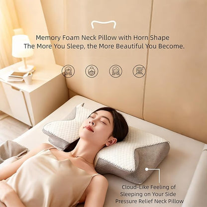 2026 Upgraded Air Way Sleep Apnea Pillow - Premium Memory Foam, Breathable & Not Stuffy, Ergonomic Design for Side/Back/Stomach Sleepers (White)