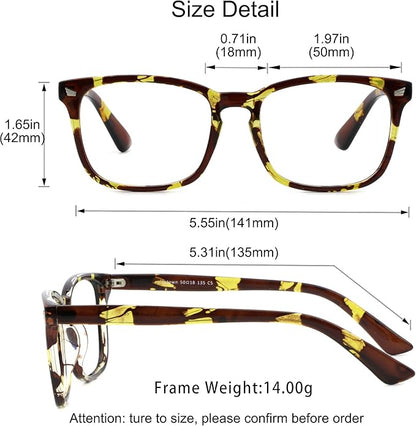 YEIN Progressive Multifocus Reading Glasses, Spring Hinge Blue Light Blocking Glasses for Women Men, No Line Multifocal Readers with Clear Lenses (+0.50/+2.75 magnification)