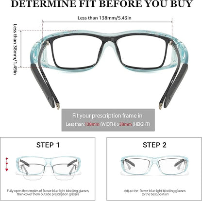 LVIOE Fit Over Blue Light Blocking Glasses and Computer Eyewear- Wear Over Prescription Glasses/Reading Glasses/RX Glasses