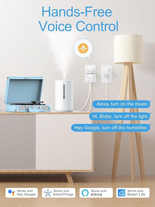 EIGHTREE Smart Plug 15A, Smart Plugs That Compatible with Alexa & Google Home & SmartThings, No Hub Required, Smart Outlet with Remote Control, Timer & Schedule, 2.4GHz WiFi Only, 2 Packs