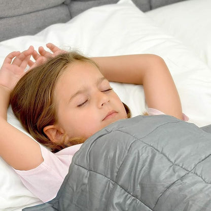 Waowoo Kids Weighted Blanket (3 lbs 36"x48") for Restful Sleep, Premium Material with Glass Beads (Dark Gery)