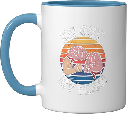 Relaxation Breathing Vagus Nerve Stimulation Stress Relief Ceramic Mug, Blue/White