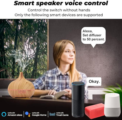 WiFi+Bluetooth Smart Essential Oil Diffuser Compatible with Alexa, Ultrasonic Aromatherapy Diffuser & Mist Humidifier with Voice & APP Remote Control, Schedule & Timer,RGB Light (EU)
