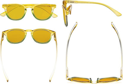 Eyekepper Ladies Blue Light Blocking Reading Glasses with Amber Tinted Filter Lens - Gradient Frame Computer Readers Women - Yellow-Green Frame +1.00