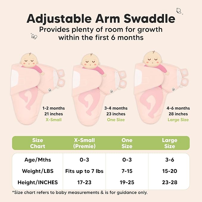 3-Pack Organic Baby Swaddle Sleep Sacks - Swaddles for Newborns, Infant 0-3 Months, Baby Girls, Boys, Soft & Snug Newborn Sleep Sack, Nursery Swaddling Blankets (Angelic, XS)