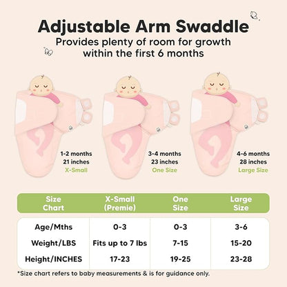 3-Pack Organic Baby Swaddle Sleep Sacks - Swaddles for Newborns, Infant 0-3 Months, Baby Girls, Boys, Soft & Snug Newborn Sleep Sack, Nursery Swaddling Blankets (Angelic, XS)