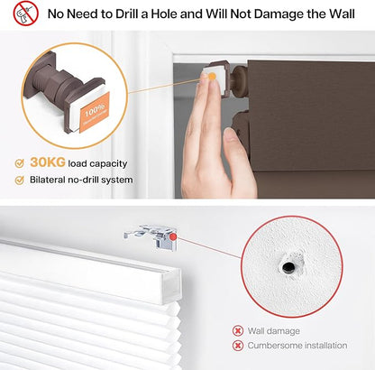 LazBlinds No Drill Blinds for Indoor Windows, Blackout Roller Shades, Cordless Window Blackout Blinds, Thermal Insulated Fabric UV Protection for Home and Office, 25.5" W x 48" H, Dark Coffee