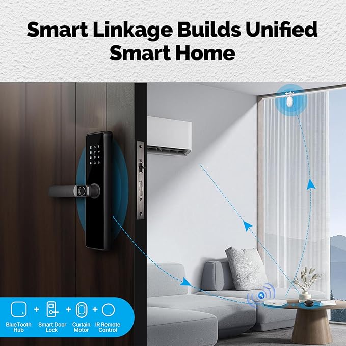 Automatic Curtain Opener, easy to install，with Remote Smart Curtain ，Bluetooth Curtain Robot with App, Voice, Rails Compatible with Alexa, Google Home, Tuya, Smart Life APP (Bluetooth Gateway)