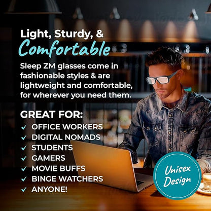 100% Fitover Blue Light Blocking Glasses - Better Sleep Eye Strain Protection - Computer Gaming Women Men