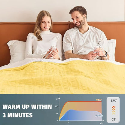 Heated Electric Blanket Queen Size - 84" x 90" Heating Blanket with Dual Control, 10 Heating Levels & 8 Hours Auto Off, Soft Warm Flannel Blanket, Christmas Birthday Gifts for Senior Grandma