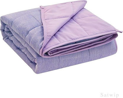 Satwip Cooling Weighted Blanket 15 lbs Cool Moire Jersey Bed Blanket Twin Size for Hot Sleeper with Soft Breathable Sanded, 48 x 72 inches, Purple