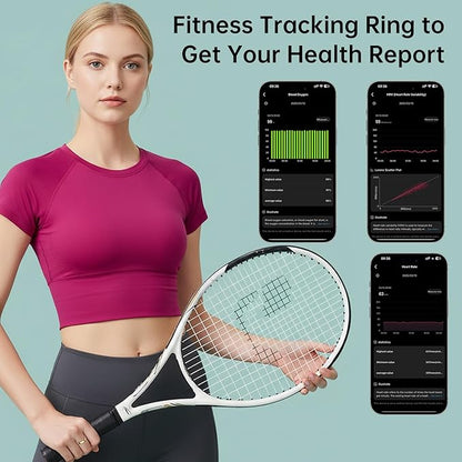 Smart Ring for Women & Men, Fitness Tracker Ring with Heart Rate Monitor, HRV, Sleep Tracking, No Subscription Fee, 10ATM Waterproof Activity Ring for iPhone & Android (Silver, 7)
