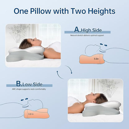 Cervical Neck Pillow for Sleeping, Ergonomic Side Sleeper Pillow for Neck Support, Premium Memory Foam Pillows, Contour Pillow Orthopedic Pillow for Side Back Stomach Sleepers