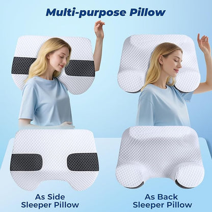 SAHEYER Side Sleeper Pillow with Arm Holes, 2 in 1 Shoulder Relief System for Rotator Cuff Pain, Memory Foam Pillow for Adults with 3 Arm Place Hole - for Side, Back and Stomach, Black