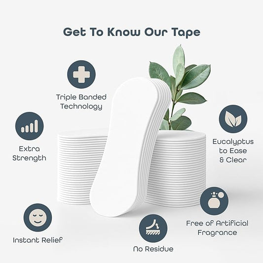 SleepHabits 45PC Breathing Strips, Non-Toxic Tested Nose Strips for Breathing & Sleep | Nasal Strips for Snoring Solution | Extra Strength for Sensitive Skin | Nasal Strips for Sleeping, Eucalyptus