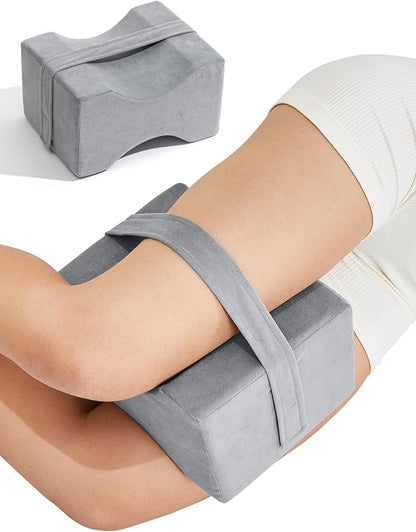 Knee Pillow for Side Sleepers,Leg Pillow for Sciatica,Back,HIPS,Knees,Joints Pain Relief,Pillows for Between Legs While Sleeping Spine Alignment Support & Relieves Pressure,Non-Strap,Natural Gray