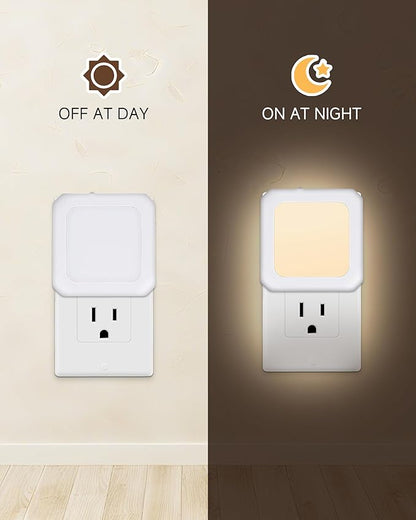 Night Light Plug in 2 Pack - Bedroom for Kids Baby Nursery Adjustable Brightness - 3000K Warm Lights LED Dusk to Dawn Bathroom Hallway Lamp for Toilet