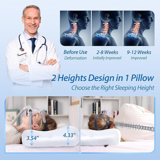 HOMCA CPAP Pillow for Side Sleeping, CPAP Nasal Pillows for All CPAP Masks Users to Reduce Air Leaks & Masks Pressure, Neck Support Pillows for Sleeping for Neck Pain Relief