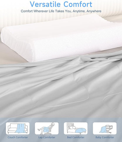 Cooling Comforter Queen Size, Summer Cooling Blanket for Hot Sleepers, Breathable and Lightweight All Season Bedding for Night Sweats, Cooling Technology for Hot Nights, 90"x90", Gray