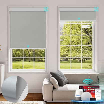 Motorized Blackout Electric Blinds with Remote, Solar Panel, Alexa Compatible