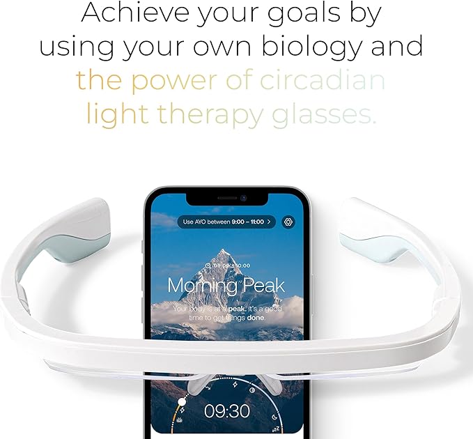Premium Blue Light Therapy Glasses | Sleep Better, Boost Energy, Improve Mood | Portable Light Therapy Lamp | Circadian Rhythm Disruptions Linked to Sleep Problems, Winter Blues, Low Energy