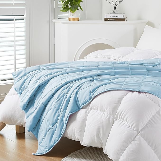 MOTRIP Soft Flannel Weighted Blanket with Sanded Reversible (Sea Blue, 60 * 80 20LBS)