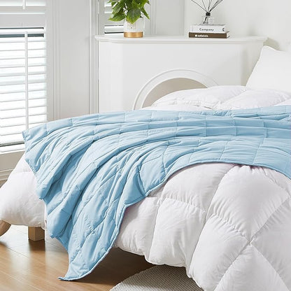 MOTRIP Soft Flannel Weighted Blanket with Sanded Reversible (Sea Blue, 60 * 80 20LBS)