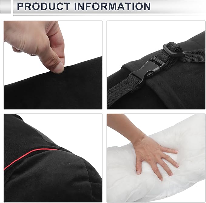 Car Headrest Pillow Ergonomic Comfortable Neck Pillow Neck Support Pillow Flannel, Memory Foam Adjustable Width Black 2 Pcs for Driving Travel