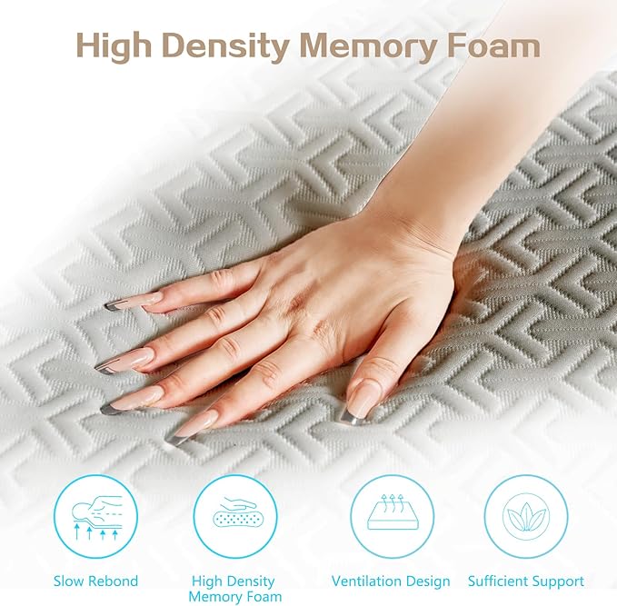3 Inch Memory Foam Mattress Topper Twin Size - CertiPUR-US Certified - Gel Cooling Mattress Pad with Removable Bamboo Cover,Bed Topper for Pressure Relief(White) (Gray, Queen)