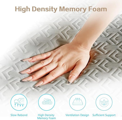 3 Inch Memory Foam Mattress Topper Twin Size - CertiPUR-US Certified - Gel Cooling Mattress Pad with Removable Bamboo Cover,Bed Topper for Pressure Relief(White) (Gray, Queen)