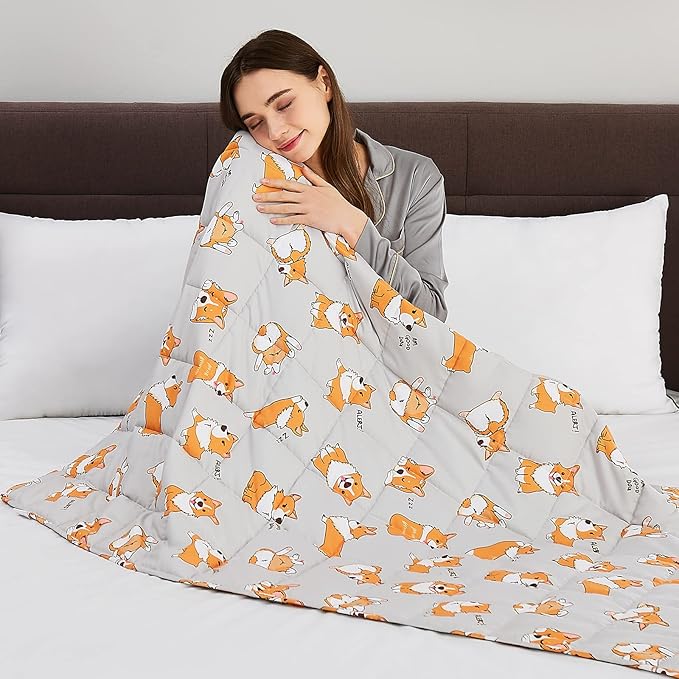 CuteKing Weighted Blanket for Adults: Weighted Blanket with Premium Glass Beads - Breathable Heavy Blanket for Comfort Sleep - Thick Blanket for Adult All Season(20lbs, 60"x80", CuteDog)