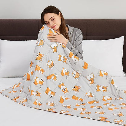 CuteKing Weighted Blanket for Adults: Weighted Blanket with Premium Glass Beads - Breathable Heavy Blanket for Comfort Sleep - Thick Blanket for Adult All Season(20lbs, 60"x80", CuteDog)