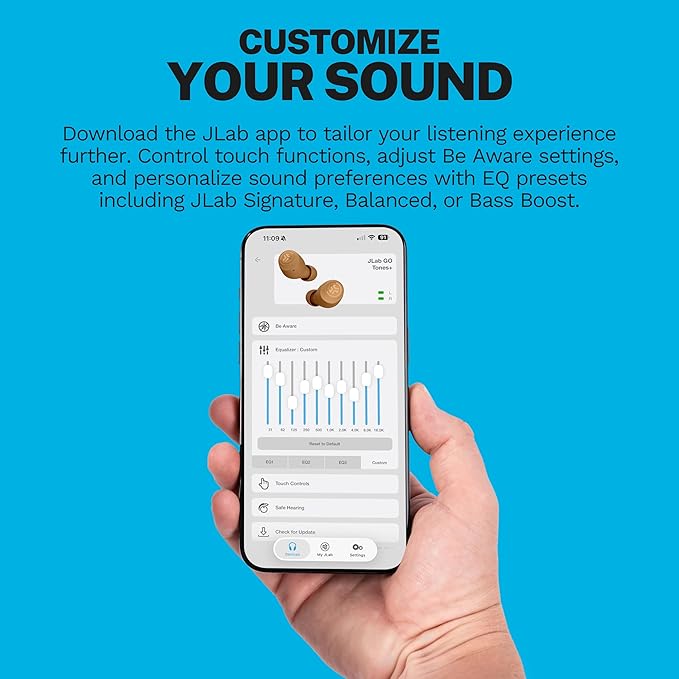 JLab Go Air Pop+ Tones True Wireless Earbuds, in Ear Headphones, Bluetooth Earphones, 35H Playtime Ear Buds, Bluetooth Earbuds with Microphone, USB-C Charging Case, Dual Connect, EQ3 Sound, (7572 W)