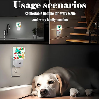 Santa Claus Snowman and Reindeer Night Light ,Plug Into Wall with Dusk To Dawn Light Sensors, Warm Nightlights for Bedroom, Bathroom, Hallway, Kitchen, Gifts Ideal for Boys Girls Women Men