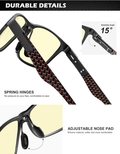 ANYLUV Blue Light Blocking Glasses Men Computer Gaming Glasses Lightweight Al-Mg Metal Anti Eyestrain Eye Protection