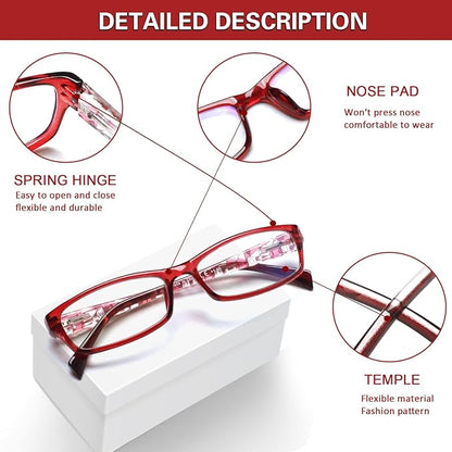 Kerecsen Computer Reading Glasses for Women Blue Light Blocking Glasses for Reading Fashion Pattern Print Eyeglasses for Womens(Mix Color -7, 5.00)