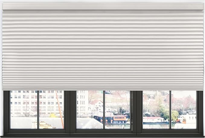 BlindsAvenue Simply Motorized Cellular Shades with Remote Control, Automatic Electric Cordless Wireless Blinds for Indoor Window, Blackout Blind, Color: White Dove, Size: 30.5" W x 72" L