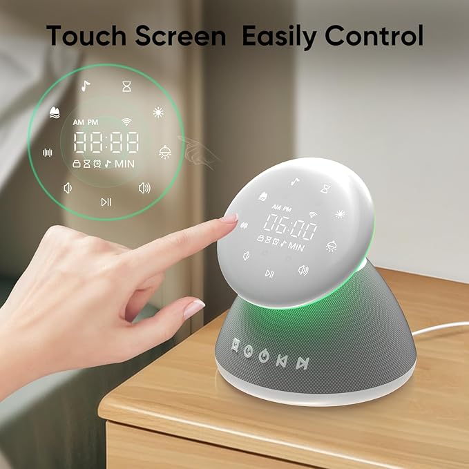 White Noise Sound Machine for Sleeping, 50 Non-Looping Soothing Sounds, 7 Color Night Light with Adjustable Brightness, Timer & Alarm Clock, Touch Screen Control for Baby, Kids, Adults, Home