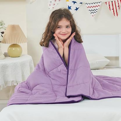 yescool Weighted Blanket (5 lbs, 36" x 48", Purple) Cooling Heavy Blanket for Children Aged 5 and Above, 40-60 lbs, Throw Size Breathable Blanket with Premium Glass Bead, Machine Washable